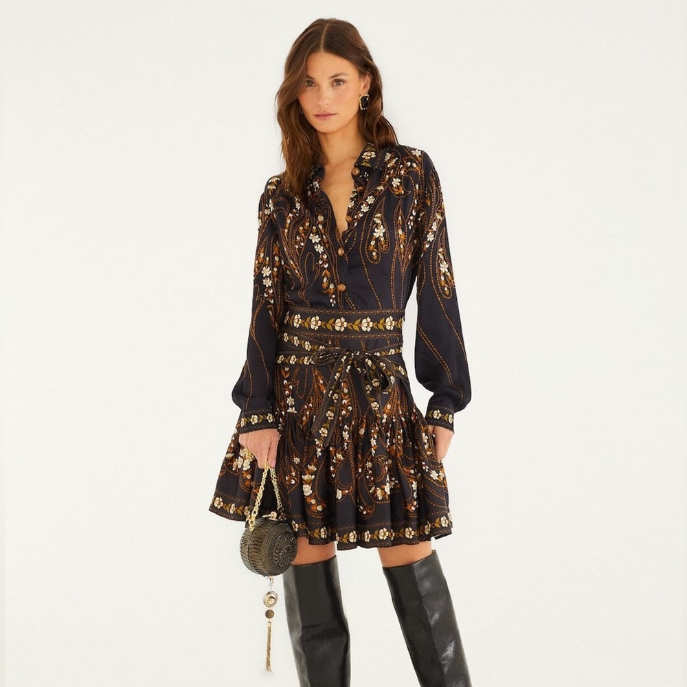 Farm Rio: Black Garden Printed Buttons Viscose Shirt - Picture 4 of 16